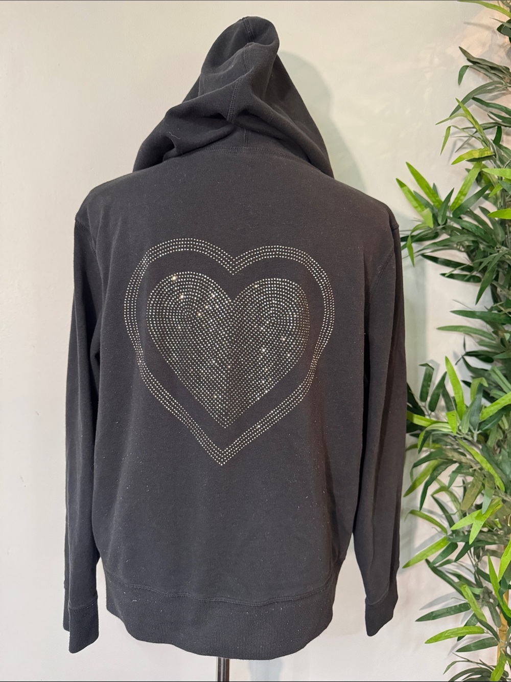 Victoria's Secret Black Hoodie with Rhinestone Heart